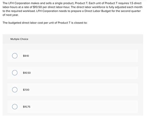 Solved The LFH Corporation Makes And Sells A Single Product Chegg Com