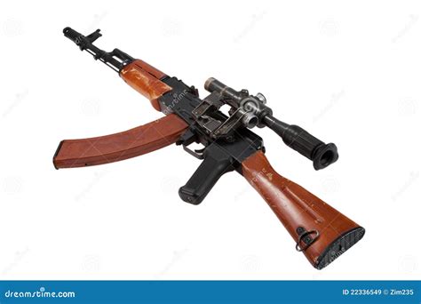 Kalashnikov Assault Rifle Ak74 With Sniper Scope Royalty Free Stock