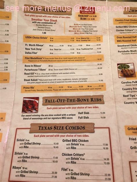 Online Menu Of Texas Roadhouse Restaurant Wilmington North Carolina