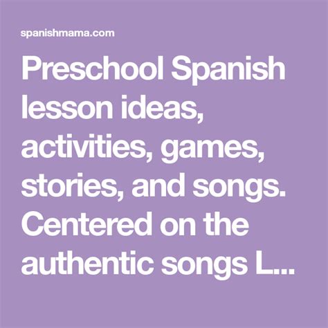 Preschool Spanish Lesson Ideas Activities Games Stories And Songs