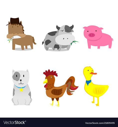 Cute Farm Animals Set Cartoon Royalty Free Vector Image