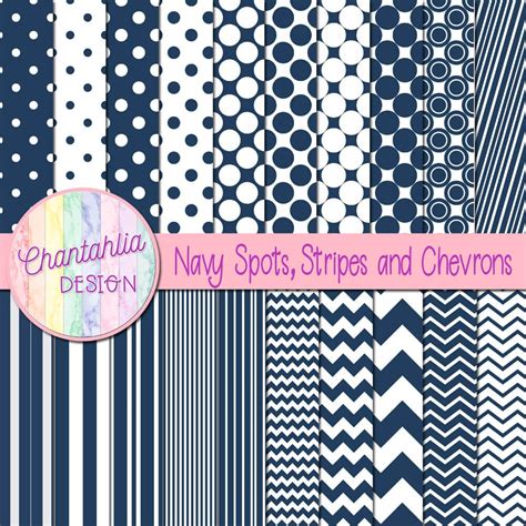 Free Digital Papers Featuring Navy Spots Stripes And Chevrons Designs