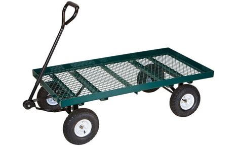 Flatbed Garden Yard Landscape Nursery Steel Wagon Utility Equipment Ca