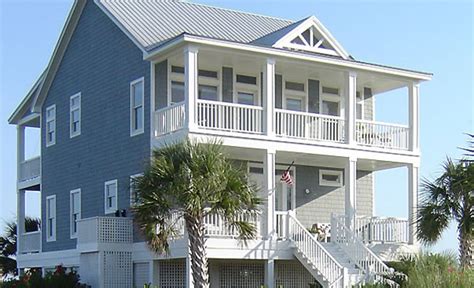 Many coastal house plans draw from the cottage style, which can be smaller in size to create a cozy feeling for its owners. Porches Cottage - Standard Piling Foundation with Side ...