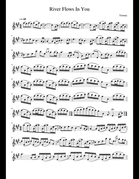 River Flows In You Violin Part Sheet Music For Violin Download Free