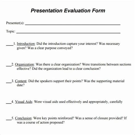 Presentation Feedback Form Template Best Of 7 Sample Presentation