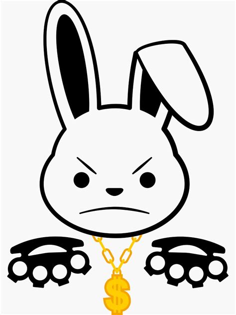 Angry Gangster Bunny Cool Funny Cartoon Rabbit Easter Bunny Anti