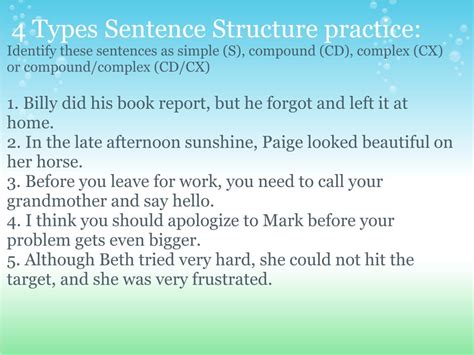 Find everything you wanted to know about sentence structure! PPT - Sentence Structure 4 Types of Sentences PowerPoint ...
