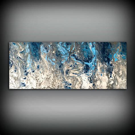 Blue and gray framed wall art. ORIGINAL Painting, Navy Blue and Gray Painting Abstract ...