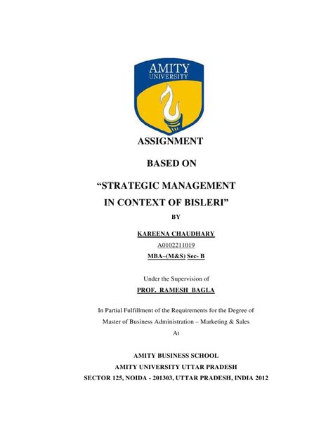 Strategic Management of Bisleri | Strategic Management ...