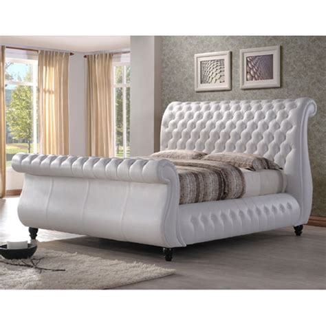 Double size beds are usually intended for two persons. Sawn White Real Leather Finish Super King Size Bed 22866