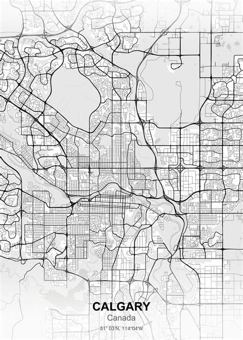 Calgary City Map White Poster By Project X Displate City Map