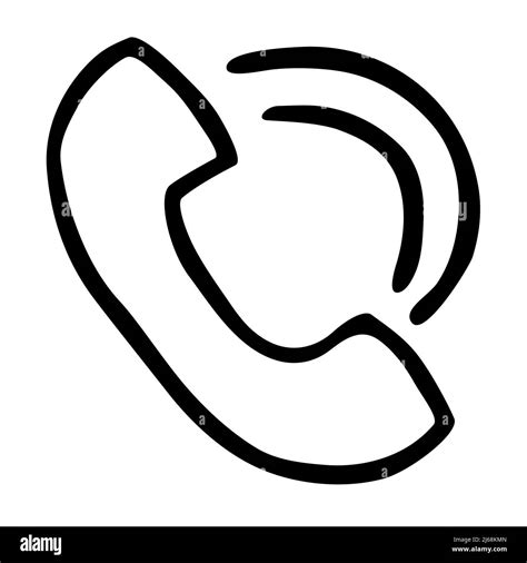 Doodle Telephone Call Icon Hand Drawn With Thin Black Line Stock
