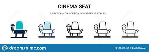 Cinema Seat Icon In Filled Thin Line Outline And Stroke Style Vector