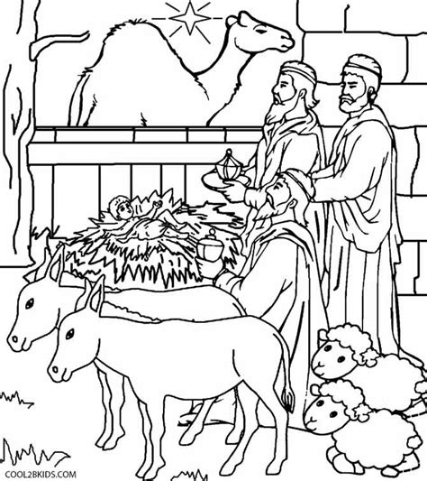 Gambar Printable Nativity Scene Coloring Pages Kids Cool2bkids Simple