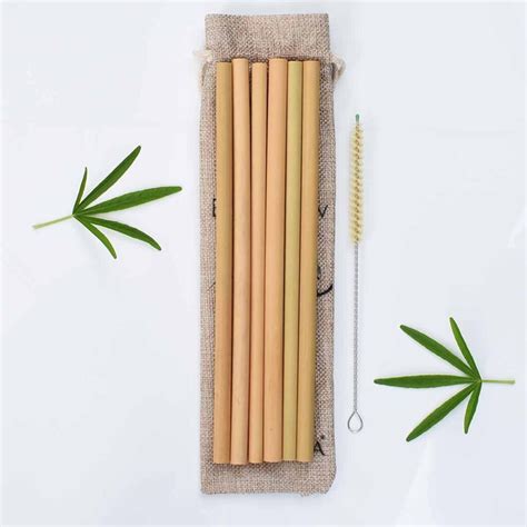 Bunkoza Reusable Bamboo Straws 6 Pack And Natural Sisal Cleaner