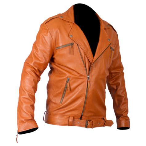 Orange Leather Jacket Right Jackets