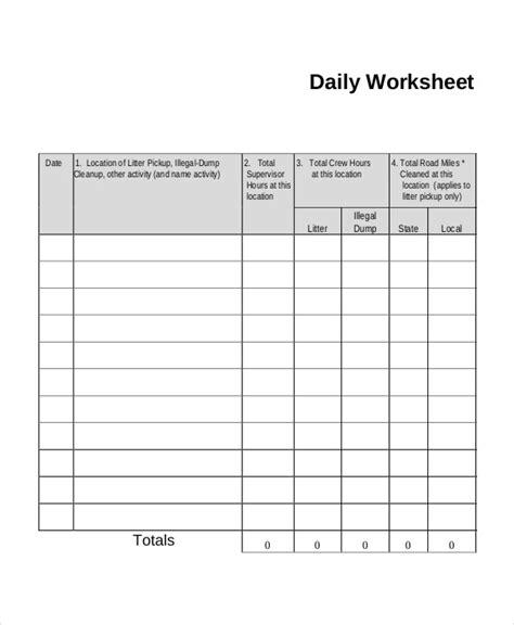 13 Daily Sheet Templates Free Word Pdf Format Download