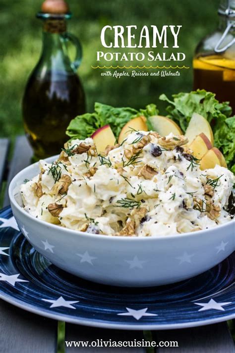 Was this something his mom invented? Creamy Potato Salad (with Apples, Raisins and Walnuts) | www.oliviascuisine.com | This Creamy ...