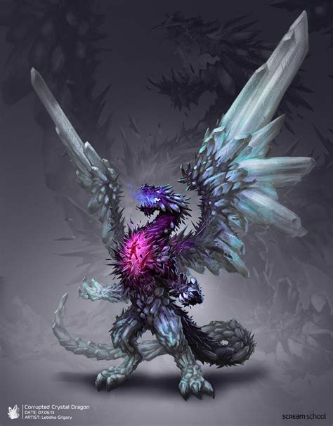 Artstation Corrupted Crystal Dragon Grigory Lebidko Dragon Artwork