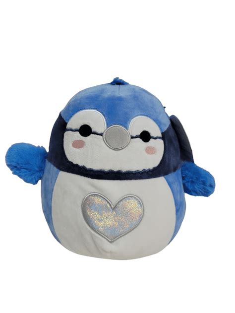 Squishmallows Official Kellytoys Plush 8 Inch Babs The Blue Jay Bird With Heart Valentines