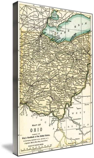 Ohio Antique Map 1891 By Phil Cardamone