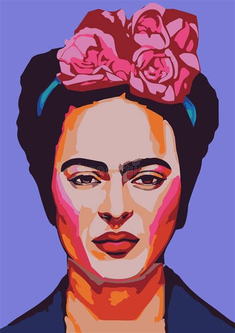Um Retrato Vetorial Colorido De Frida Kahlo Um Pintor Mexicano Foto