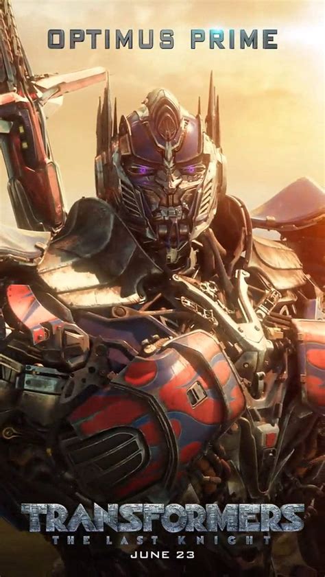 Transformers The Last Knight Motion Poster Optimus Prime 2017