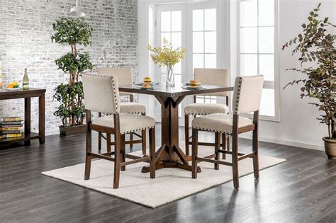 Glenbrook Cm3018 5pc Counter Height Dining Set In Brown Cherry