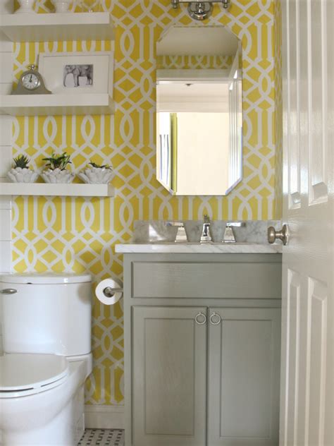 This guide will help you choose the best gray paint, products and wallpaper to bring your gray bathroom ideas to life. Imperial Trellis Stencil - Contemporary - bathroom - Benjamin Moore Sunny Afternoon - Sabbe ...