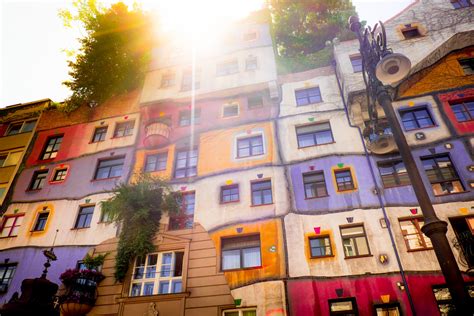 The hundertwasserhaus forms a mosaic of shapes, colours and pillars in the typical the city of vienna owns the house and rents out apartments to individuals just like with. Hundertwasserhaus Vienna