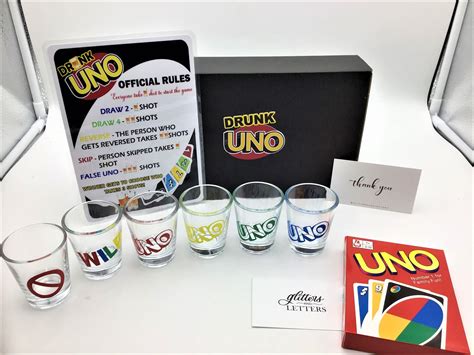 Drunk Uno Game Set 6 Shot Glasses Etsy Australia