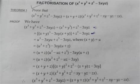 Factorisation Of X3y3z3−3xyz Theorem 1 Prove That X3y3z3−3xyzx
