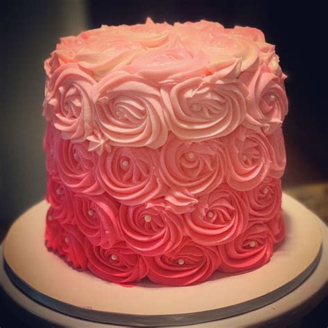 Pink Ombré Rosette Cake In 2021 Cake Rosette Cake Custom Cakes