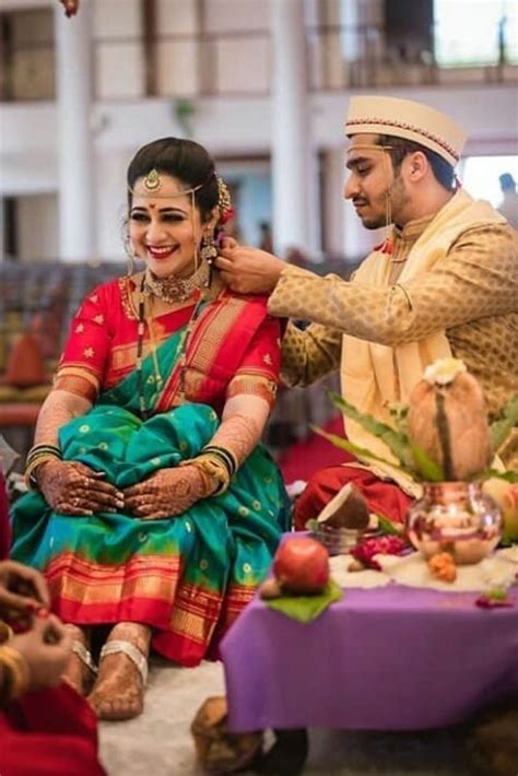 beautiful nauvari sarees we spotted on these real maharashtrian brides couple wedding dress