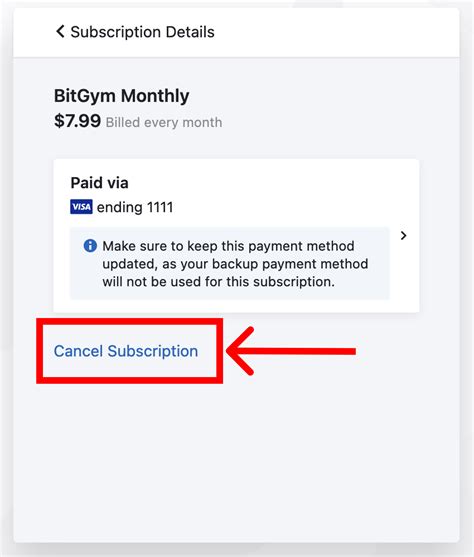 Canceling your subscription – BitGym