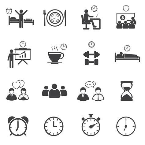 Business Time And Daily Routine Icons 1214948 Vector Art At Vecteezy