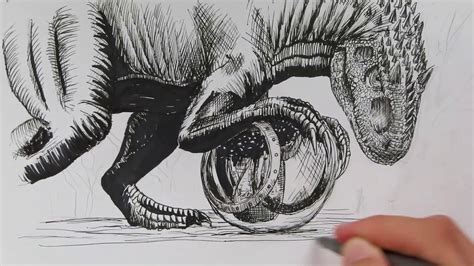Speed Drawing Indominus Rex From Jurassic World Dinosaur Drawing Marathon Ep23 Youtube