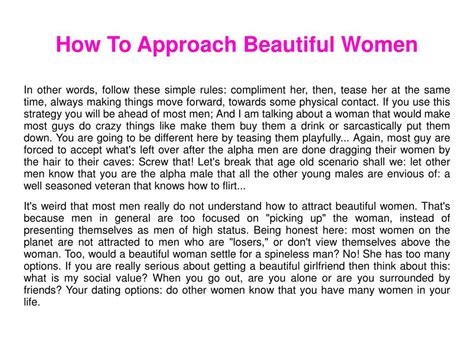 Ppt How To Approach Beautiful Women Powerpoint Presentation Free