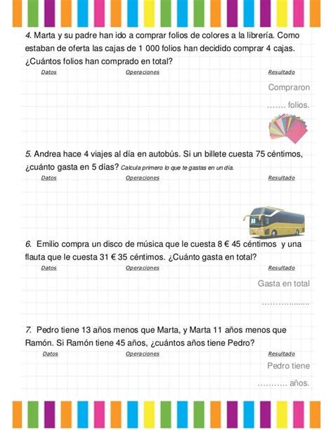 Colección De Problemas 3º Primaria Problemas Matemáticos Primarias