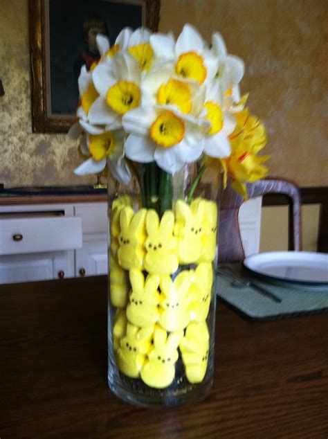 This Lovely And Creative Daffodil Arrangement Featuring Bunny Peeps In