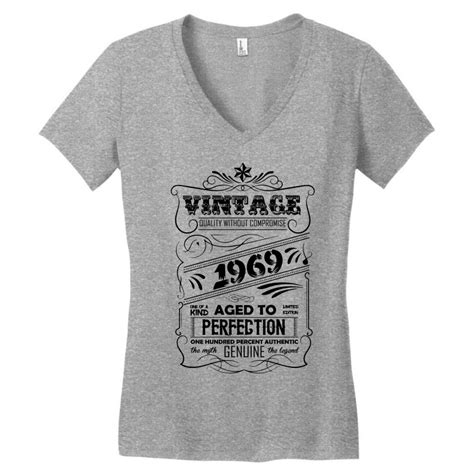Custom Vintage Aged To Perfection 1969 Women S V Neck T Shirt By Designbycommodus Artistshot