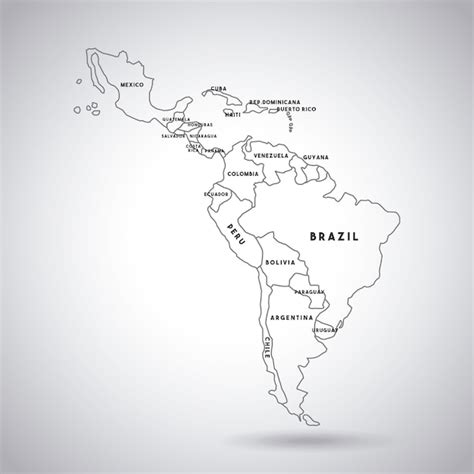 Mapa de américa latina Vector Premium