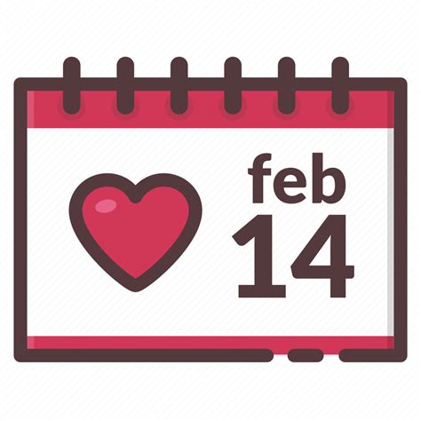 Calendar Date February February 14 Valentines Day Icon Download
