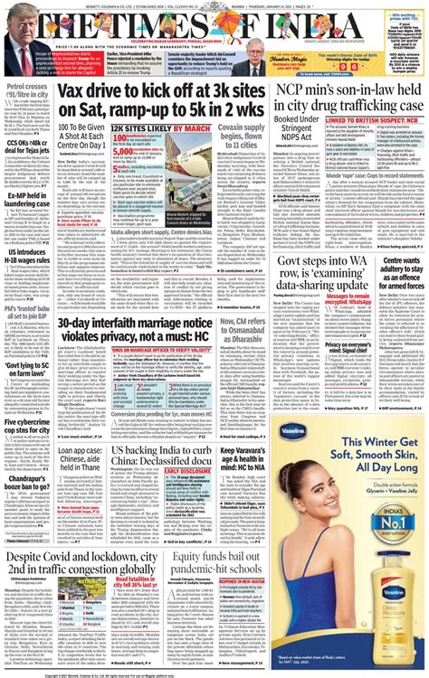 The Times of India Mumbai-January 14, 2021 Newspaper