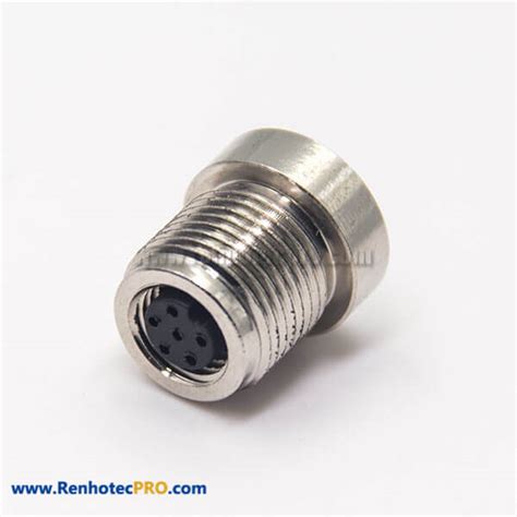 M8 Connector 6 Pin Female Socket A Coding Solder Cup For Cable Panel