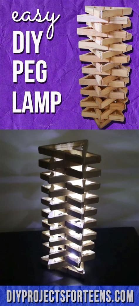 Easy And Awesome Clothespin Lamp Easy Crafts For Teens Diy Projects