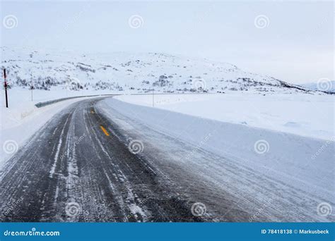 Frozen Road Norway Stock Photo Image Of Frozen Cold 78418138