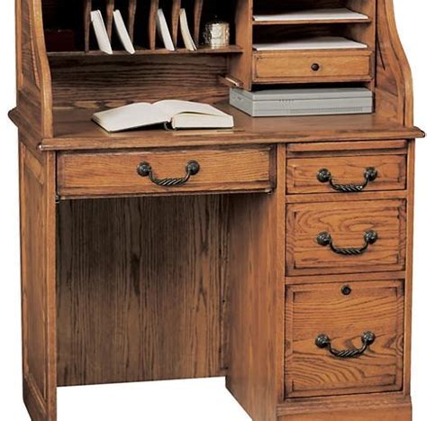 Cherry, walnut and wood with a medium to dark finish will give the workstation that classic academic look, while black or white painted wood brings the material into modernity. Antique Writing Desk with Roll Top in Solid Wood