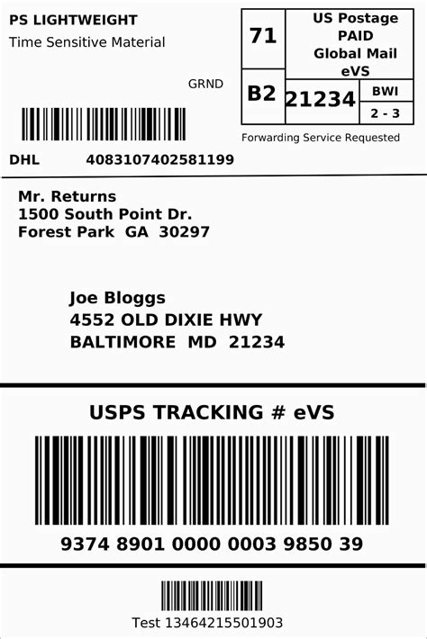X Shipping Label Template Pdf